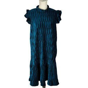 Betsy Johnson Crushed Velvet Ruffle Dress in Teal Size Large